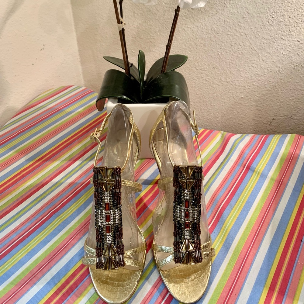 Vince Camuto Signature Jewel and Gold heels - Picture 5 of 9
